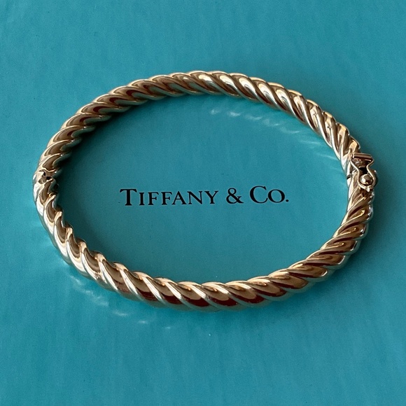Tiffany & Co. Jewelry - TIFFANY & CO. Vintage 14k Yellow Gold Twisted Rope Hinged Bangle